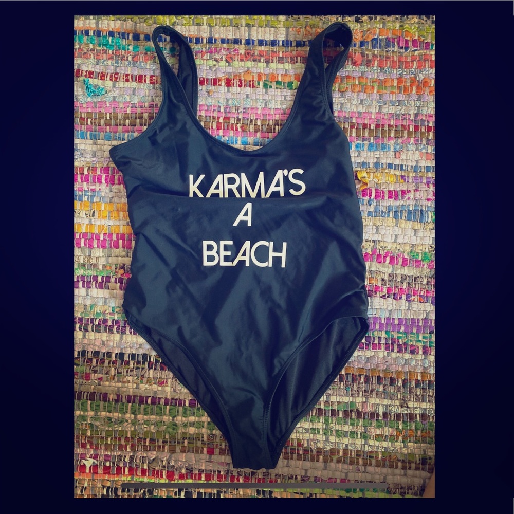 Black High Cut One Piece Swimwear